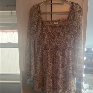 Altar'd State Brown Floral Long Sleeve Dress
